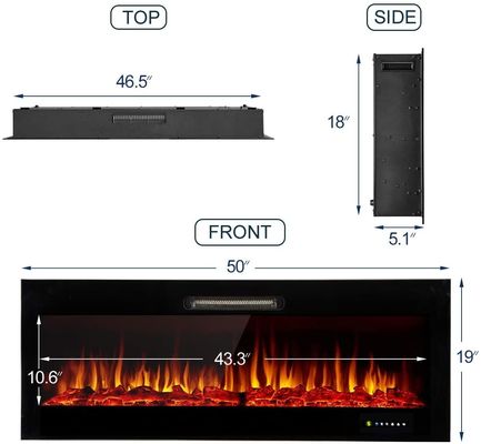 Customized Logo Acceptable Electric Fireplace Stove with 9 Flame Colors Wall Mounted