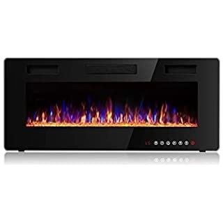 60 Inch Metal and Tempered Glass Insert Electric Fireplace Stove with Linear Design