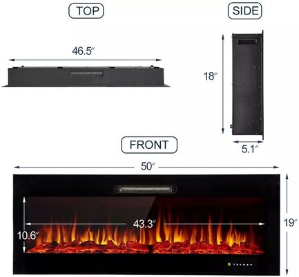 Versatile Safe Electric Fireplace Heater 50 inch 9 Colors Flame Dimplex Mirror Heater