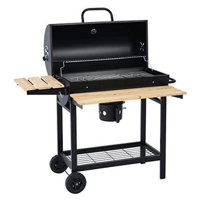 Outdoor BBQ Charcoal Smoker Custom Double Layer Trolley Grill Front Shelf 61*23cm