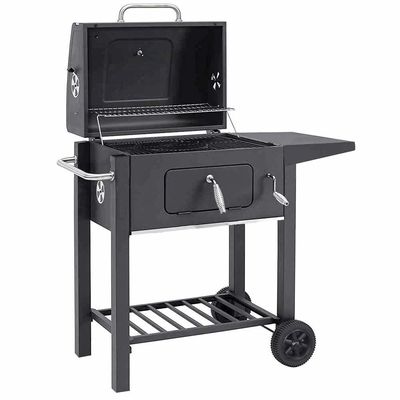 UK Hotsale Outdoor Trolley Barbecue Grills BBQ Charcoal Barbeque Grills Smoker with Side Shelf