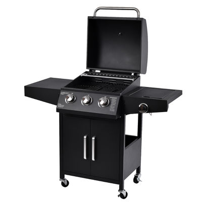 40000BTU Stainless Steel Gas 3 1 Burners BBQ Trolley Gas BBQ Grill Outdoor with Cabinet
