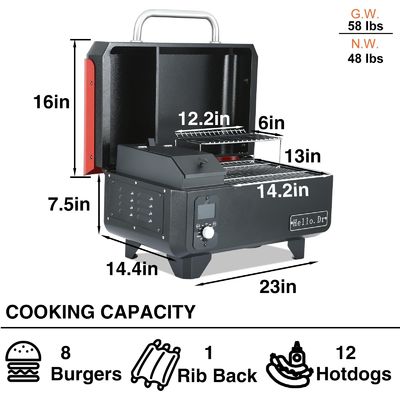 Intelligent Temperature Control Electric Woodfire BBQ Smoker Grill for Outdoor Barbecue