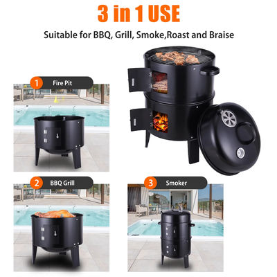 Detachable 3 in 1 Round Tower Charcoal BBQ Smoker with 2 Cooking Area Customized