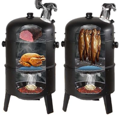 Easily Cleaned 3-Layer Metal Vertical Smoker Charcoal Grill for BBQ in Outdoor Garden
