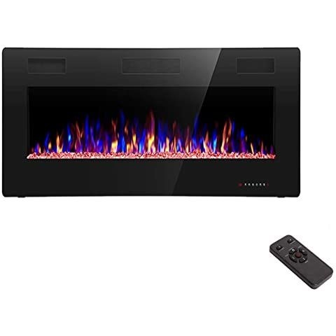 60 Inch Metal and Tempered Glass Insert Electric Fireplace Stove with Linear Design